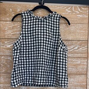 J. Crew Black and White 100% linen Top